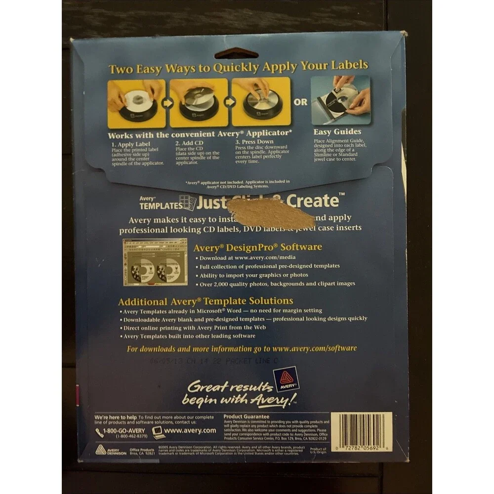 Avery 5692 Laser CD Labels White Disc Opened Box 12 Sheets, 24 Labels